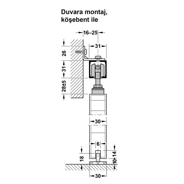 Hafele Sılent 40-A Kayar Kapı Seti