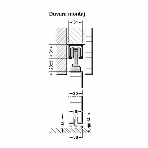 Hafele Sürgü Kapı Seti Silent 100-A