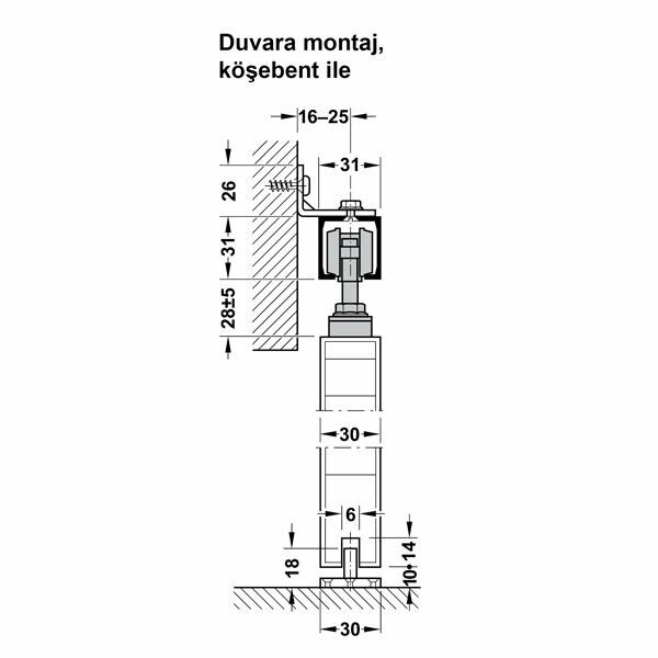 Hafele Sürgü Kapı Seti Silent 100-A