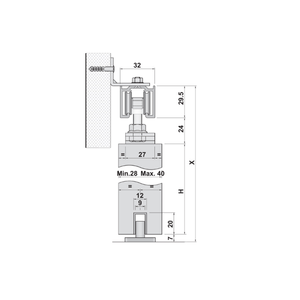 Hafele Slide 80-P Ahşap Kayar Kapı Seti 80kg