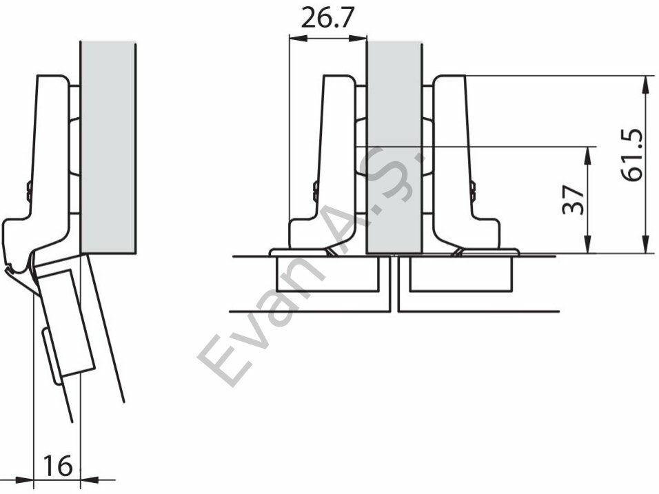 Hafele M.S. Tas menteşe ydb 48/6 vidalı