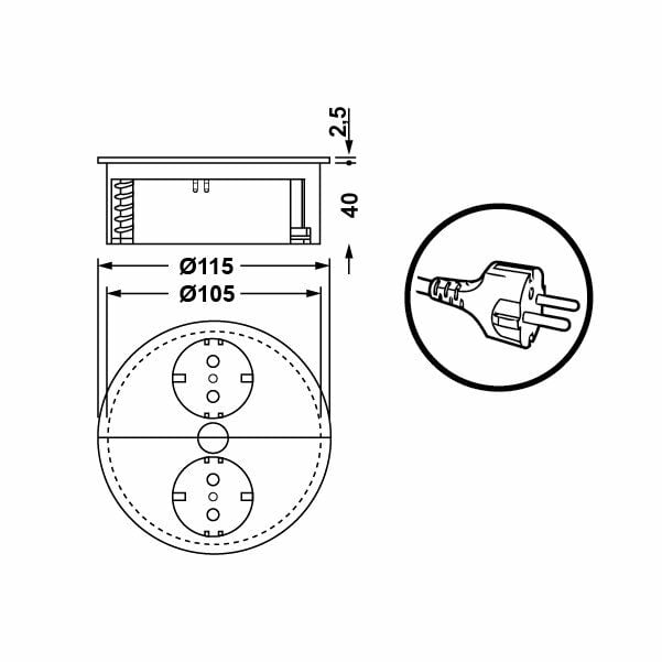 Hafele Twist Priz Paslanmaz Çelik 2 Soket