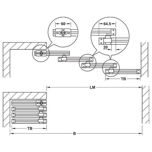 Hafele Teleskobik Kayar Kapı Alt Kılavuz Seti