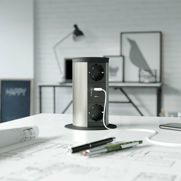 Hafele Priz Step 2 Bas Aç 2 Priz 2 Usb Mat Krom Renk