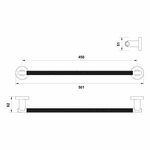 Hafele Uzun Havluluk Verona Duvara Monte 450mm Antik Bronz Renk