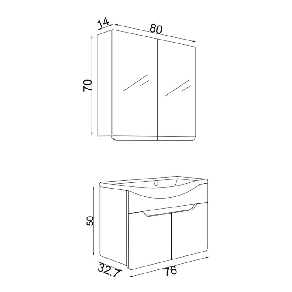 Teta Home Meksika 80 cm MDF Banyo Dolabı Seti