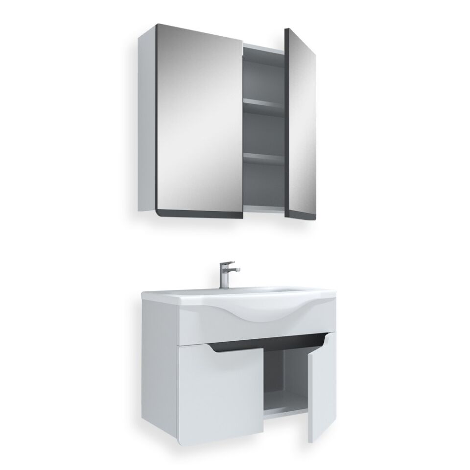 Teta Home Meksika 65 cm MDF Banyo Dolabı Seti