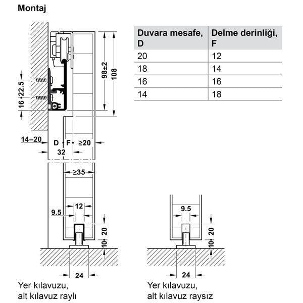 Hafele Slido D-Li41 50X Kayar Kapı Seti Yav.Lı