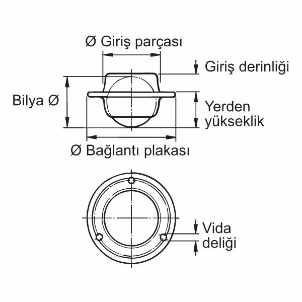 Hafele Tekerlek Frensiz Ø20x13mm, Sarı Kromaj