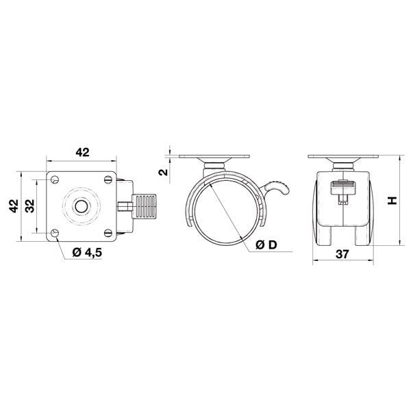 Hafele İkiz Tekerlek Frenli Plakalı Ø50x64mm
