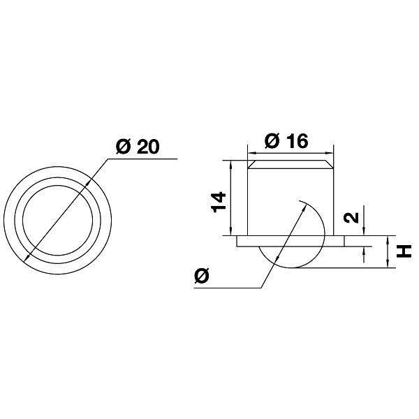 Hafele Rene02 Gömme Tekerlek Sert Ø19x7mm, Gri