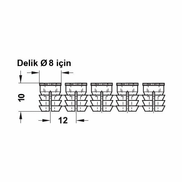 Hafele Plastik Açılan Şerit Dübel M6x8mm (36 adet), Beyaz
