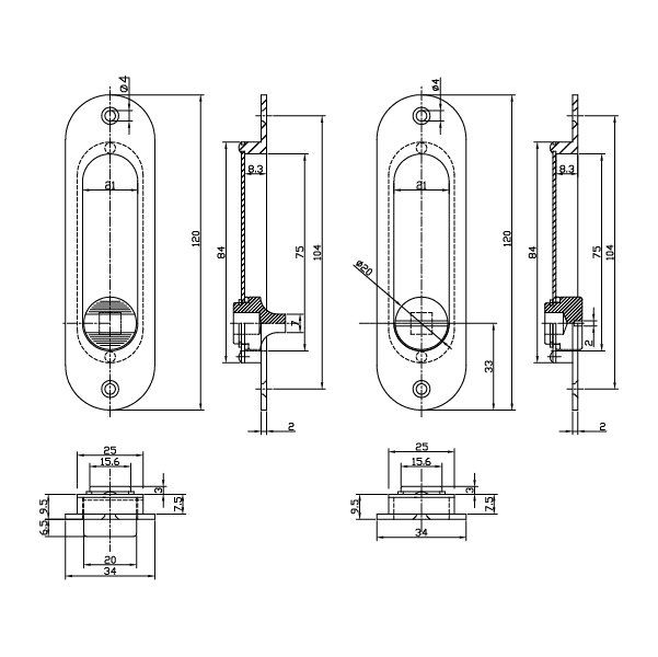 Hafele Oval Oda Tipi Gömme Kulp, Antik Bronz Renk
