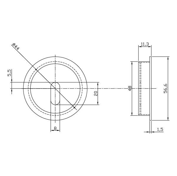 Hafele Round Oda Tipi Gömme Kulp, Mat Krom Renk