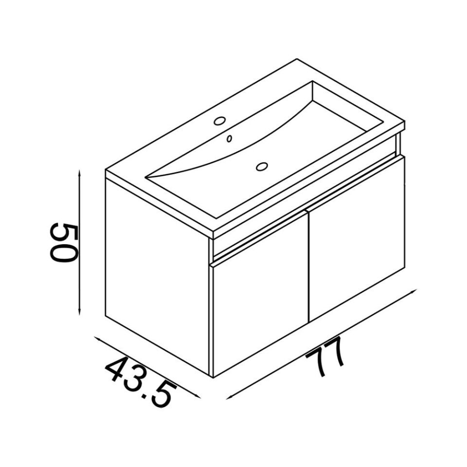Teta Home Tokyo 80 cm MDF Banyo Lavabolu Alt Dolap Kafkas Meşe-Beyaz