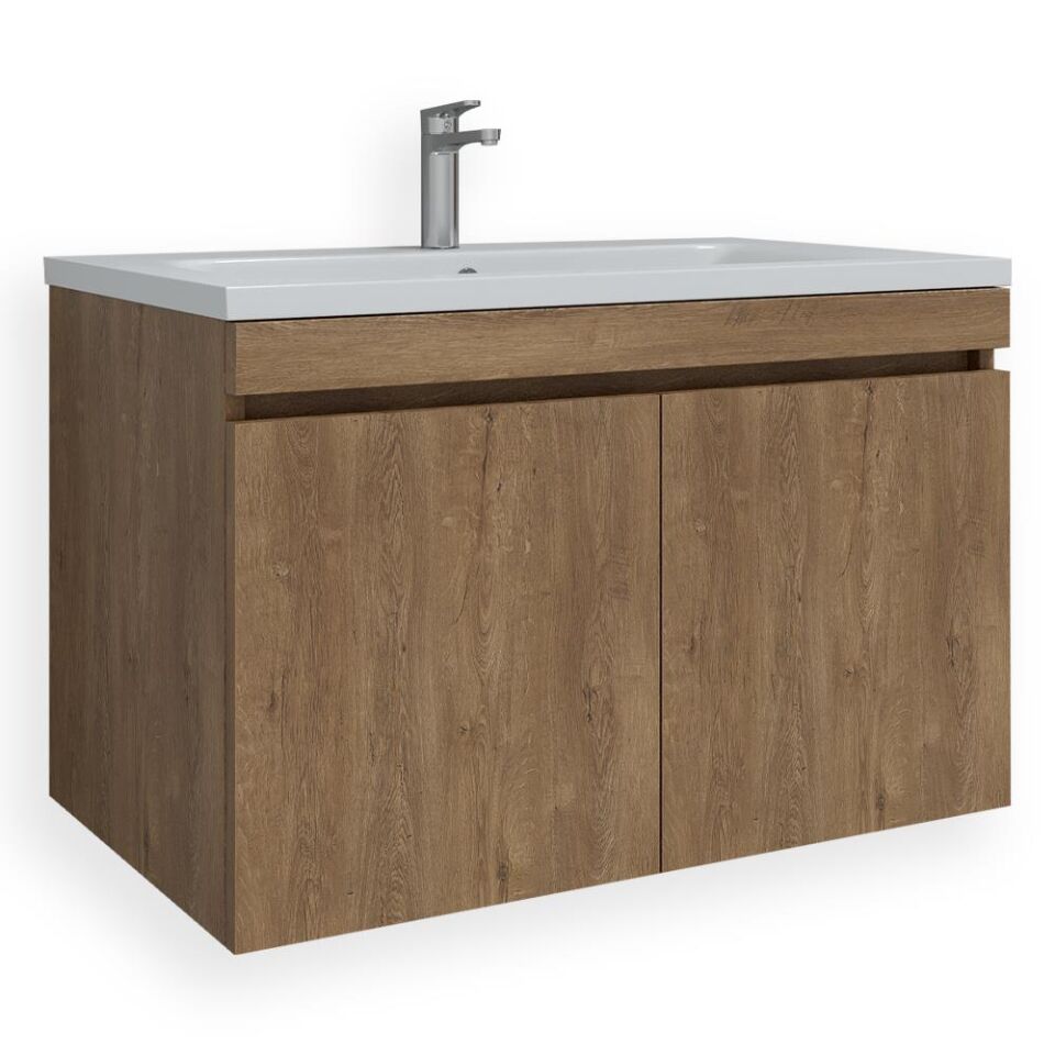 Teta Home Tokyo 80 cm MDF Banyo Lavabolu Alt Dolap Kafkas Meşe