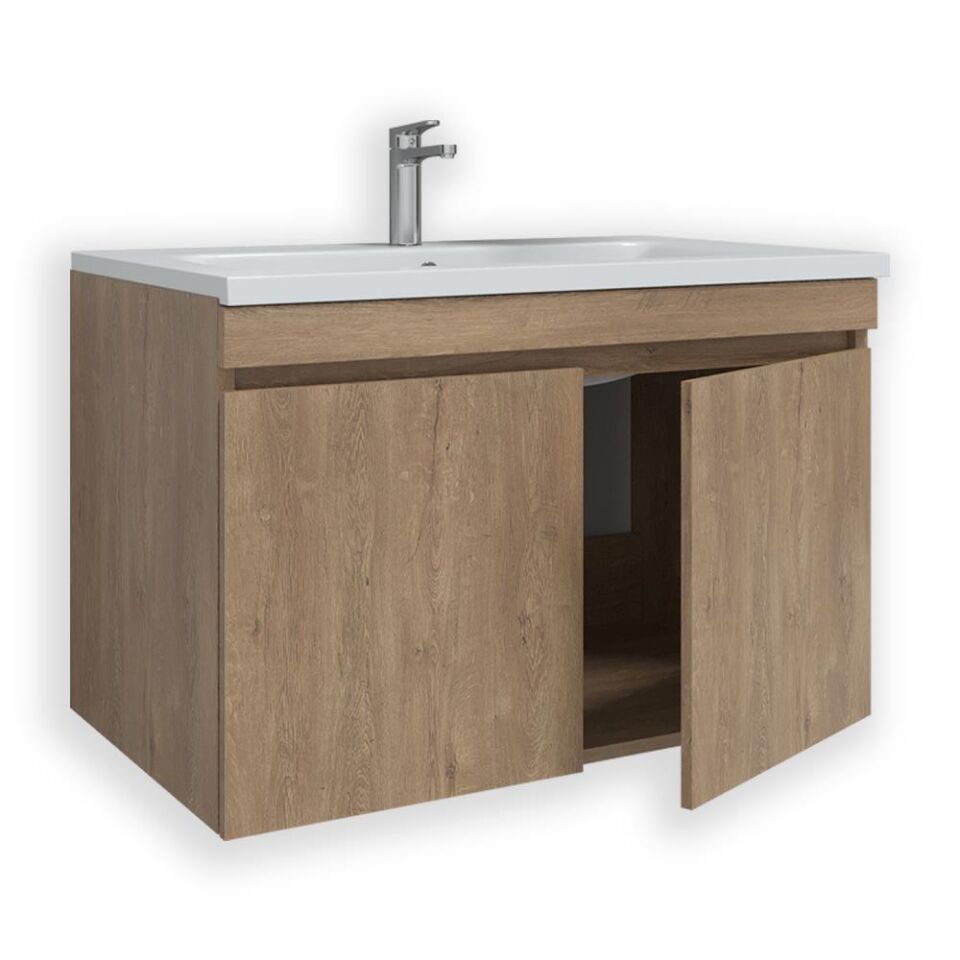 Teta Home Tokyo 80 cm MDF Banyo Lavabolu Alt Dolap Kafkas Meşe