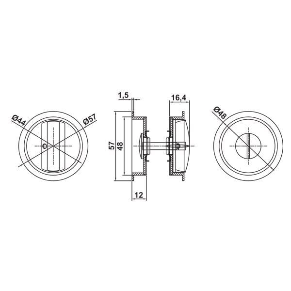 Hafele Round Pasaj Tipi Gömme Kulp, Parlak Krom Renk