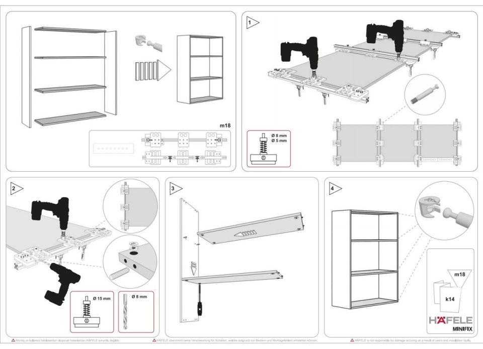 Hafele Minifix 3 Kafalı Montaj Şablonu