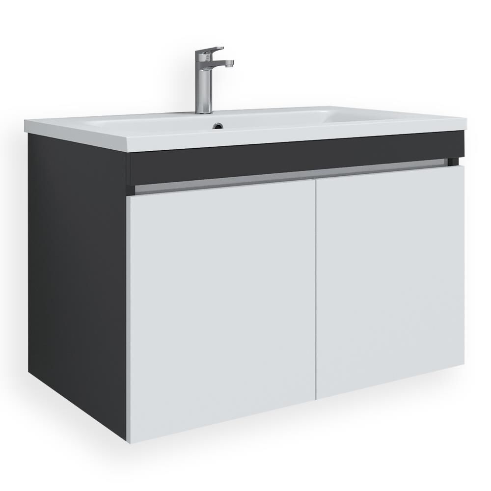 Teta Home Tokyo 80 cm MDF Banyo Lavabolu Alt Dolap Antrasit-Beyaz