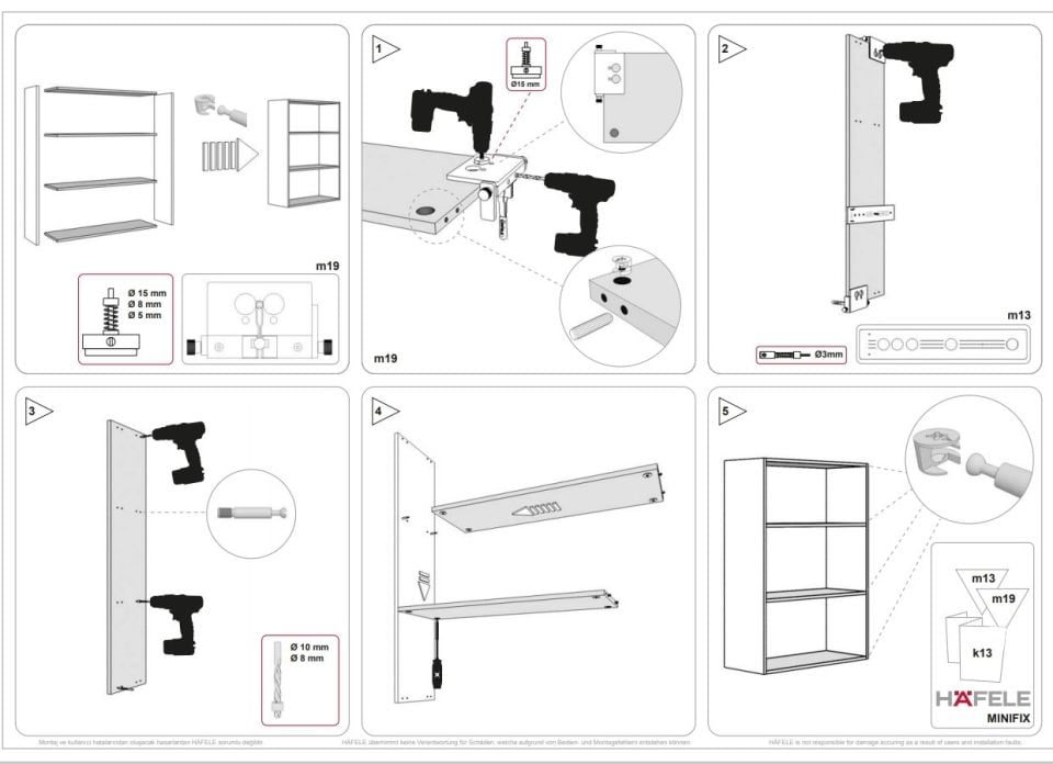 Hafele Minifix Noktalamalı Montaj Şablonu E