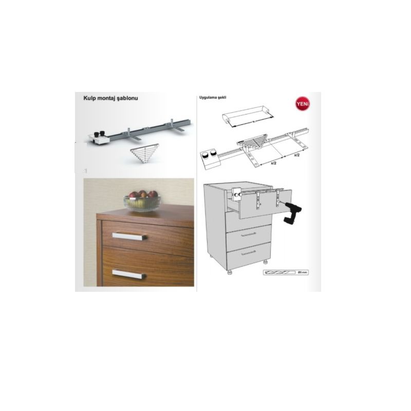 Hafele Kulplar İçin Delik Şablonu, Kulp Montaj Şablonu