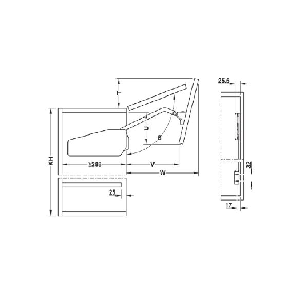 Hafele Free Fold Kalkar Katlanır Makas Seti 84-91cm/7,3-14,6kg, Gri Renk