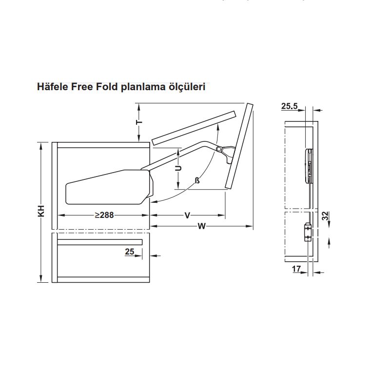 Hafele F.Fold Makas Gövdesi 96-101Cm/8,6-17,3Kg
