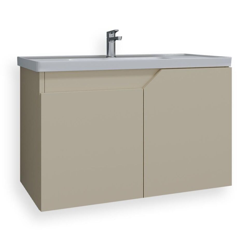 Teta Home Napoli 65 cm MDF Banyo Lavabolu Alt Dolap Bej