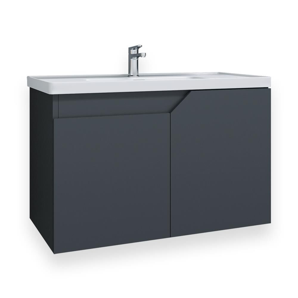 Teta Home Napoli 65 cm MDF Banyo Lavabolu Alt Dolap Antrasit