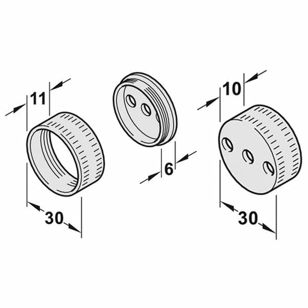 Hafele Yan Panele Monte Yuvarlak Flanş 25mm, Mat Nikel Renk