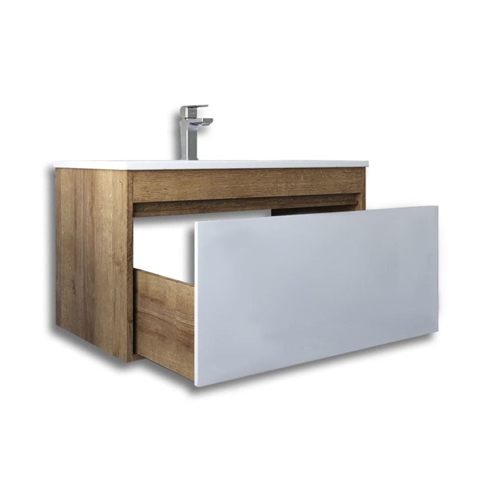 Teta Home Mersin 65 cm Mdf Banyo Lavabolu Alt Dolap Safir Meşe-Beyaz