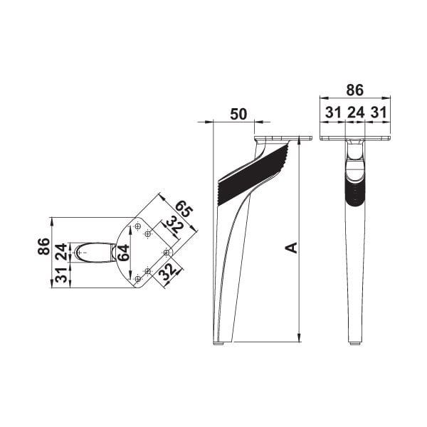 Hafele Martın D Mobilya Ayağı, Par. Altın 250Mm