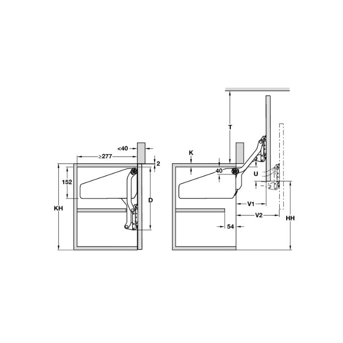 Hafele Free Up Makas Seti 43-60cm/5-9.7kg, Gri Renk