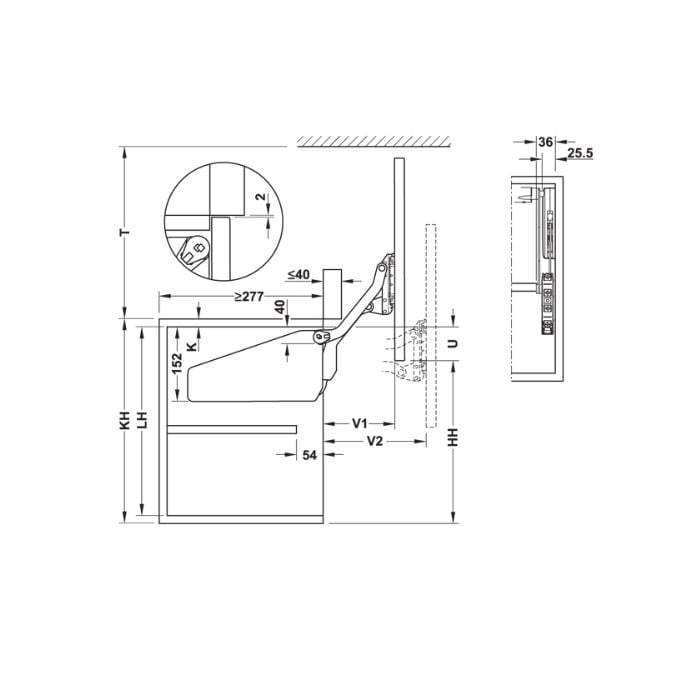 Hafele Free Up Makas Seti 43-60cm/5-9.7kg, Gri Renk