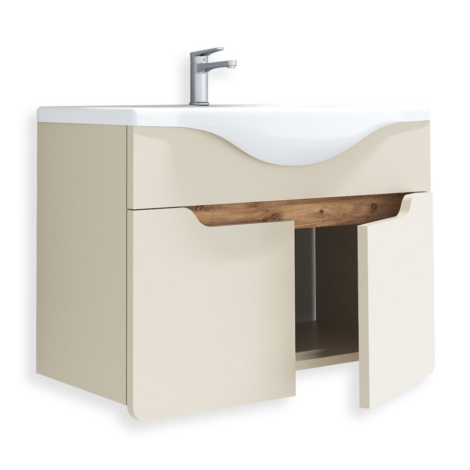 Teta Home Meksika 55 cm Mdf Banyo Lavabolu Alt Dolap Vanilya-Atlantik Çam