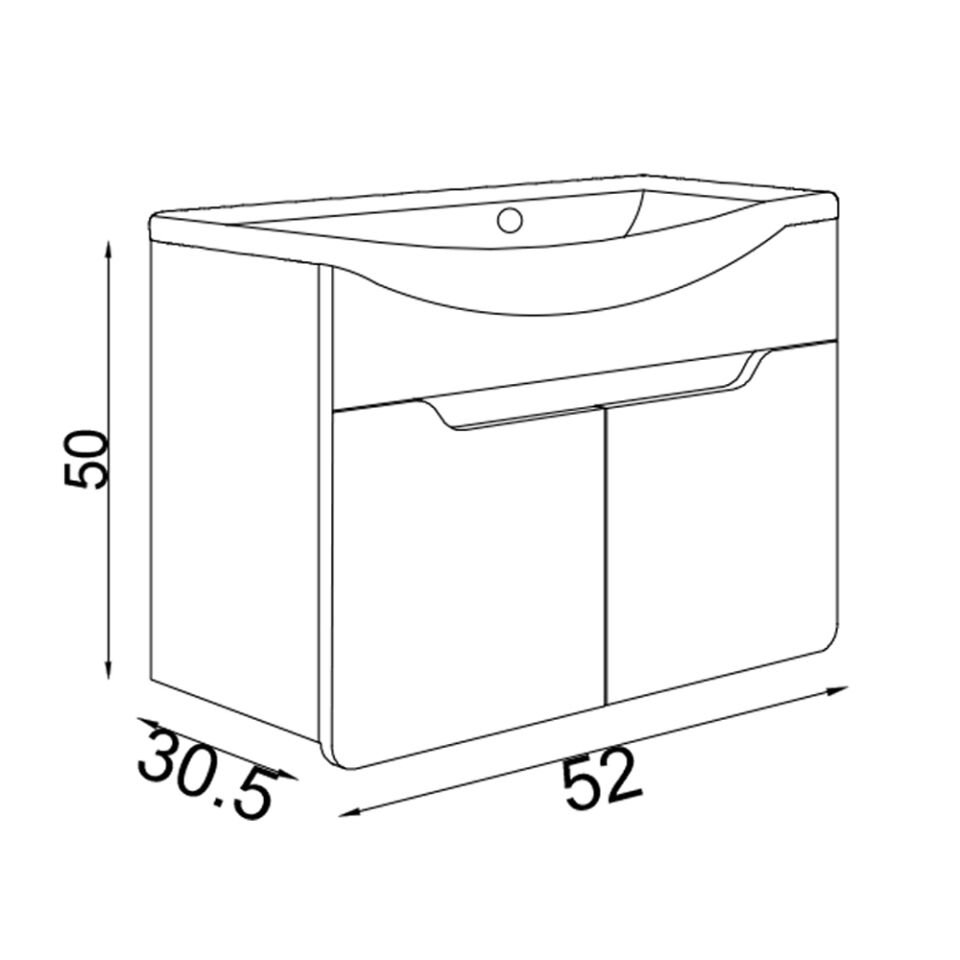 Teta Home Meksika 55 cm Mdf Banyo Lavabolu Alt Dolap Vanilya-Atlantik Çam