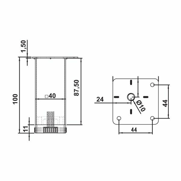 Hafele Ares Iı 40 Mob. Ayağı Mat Siyah 40X200Mm