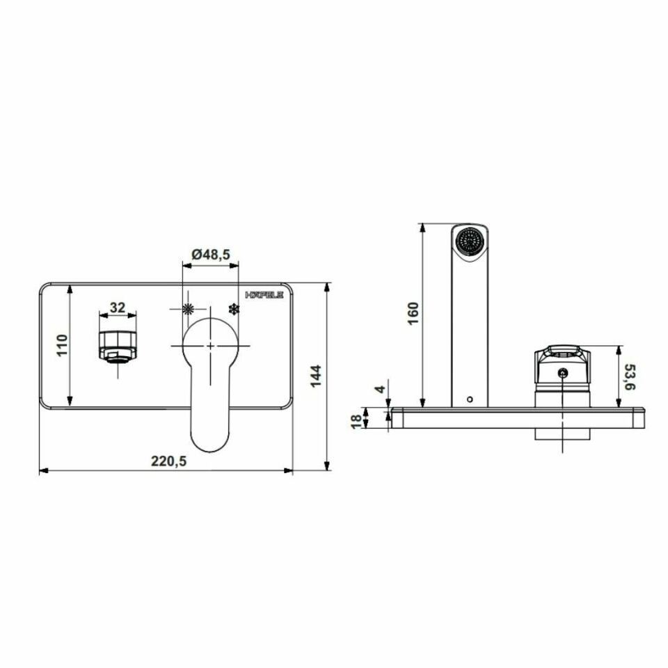 Hafele Ankastre Lavabo Bataryası Rio Sıva Üstü Grubu Parlak Krom