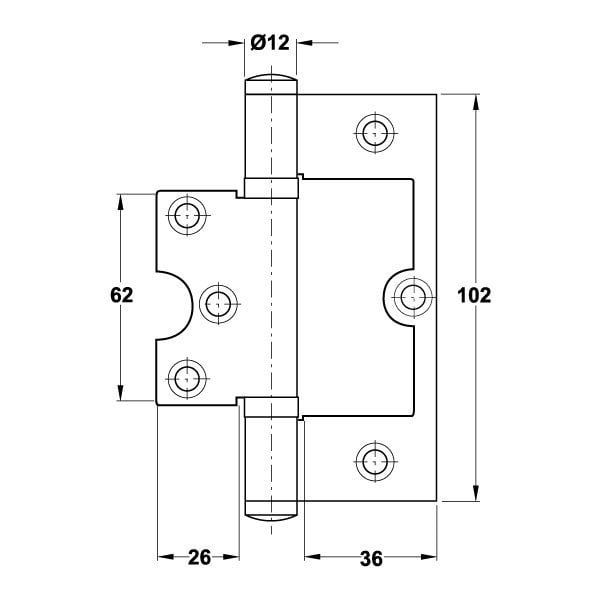 Hafele Kelebek menteşe p.çelik 201 102x74x2,5mm