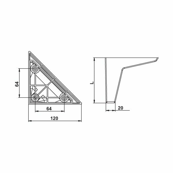Hafele Mobilya Ayağı Volo 140mm Mat Krom Renk