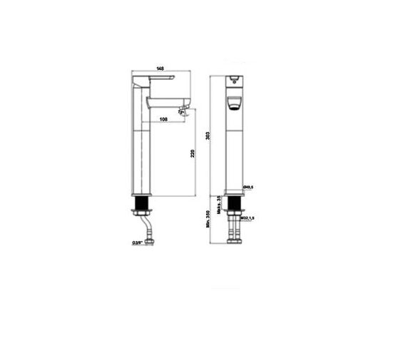 Hafele Lavabo Bataryası Dolce Yüksek Yüzeye Monte Parlak Krom