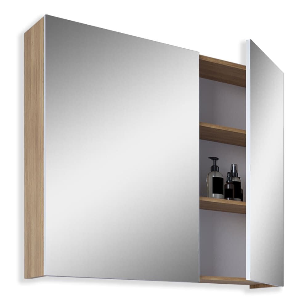Teta Home Tokyo 65 cm MDF Banyo Aynalı Üst Dolap Teak-Beyaz