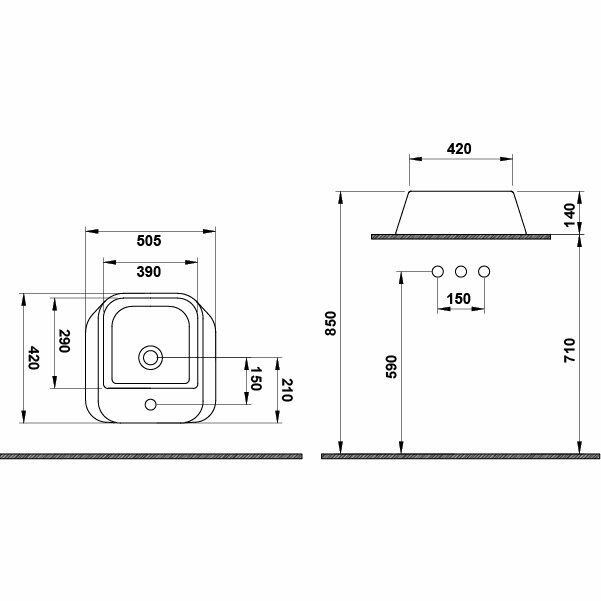Hafele Banyo Lavabosu Bonita RB 450x115mm Parlak Beyaz Renk