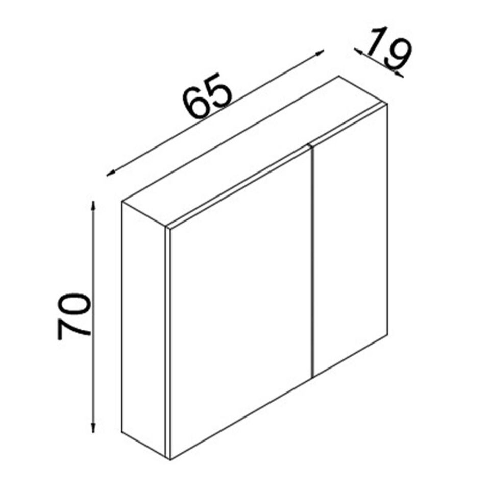 Teta Home Tokyo 65 cm MDF Banyo Aynalı Üst Dolap Kafkas Meşe