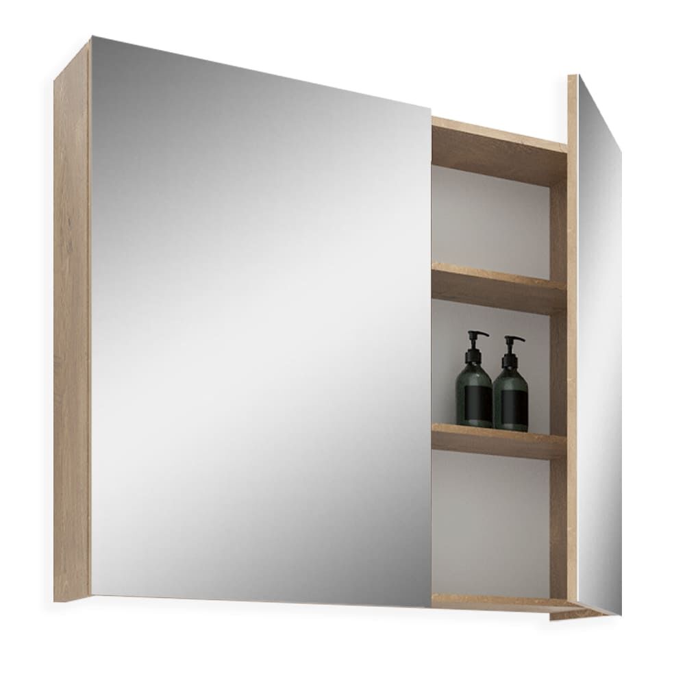 Teta Home Tokyo 65 cm MDF Banyo Aynalı Üst Dolap Kafkas Meşe