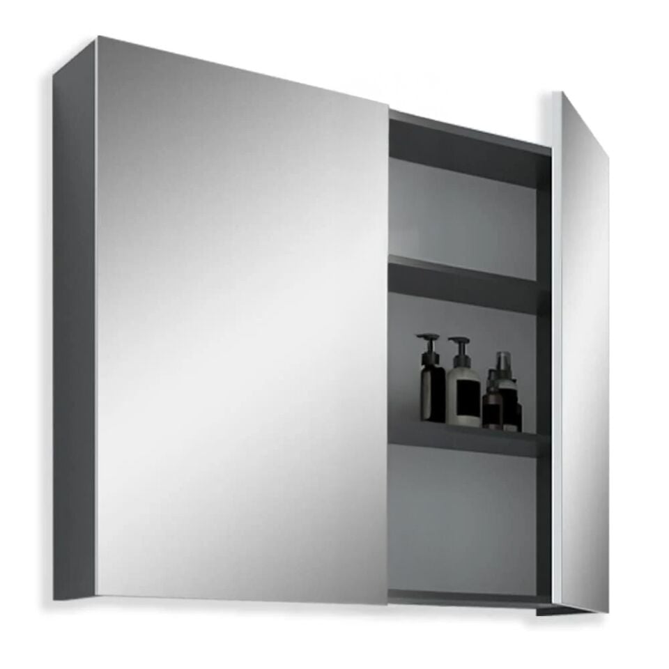 Teta Home Tokyo 65 cm MDF Banyo Aynalı Üst Dolap Antrasit-Beyaz