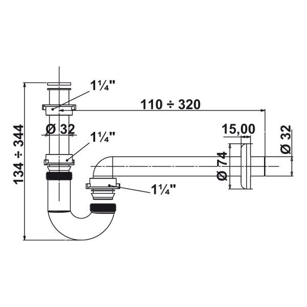 Hafele U lavabo Sifonu, Plastik, Beyaz