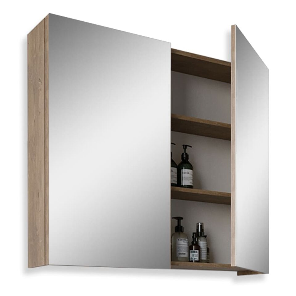 Teta Home Yalova 65 cm Mdf Banyo Aynalı Üst Dolap Kafkas Meşe