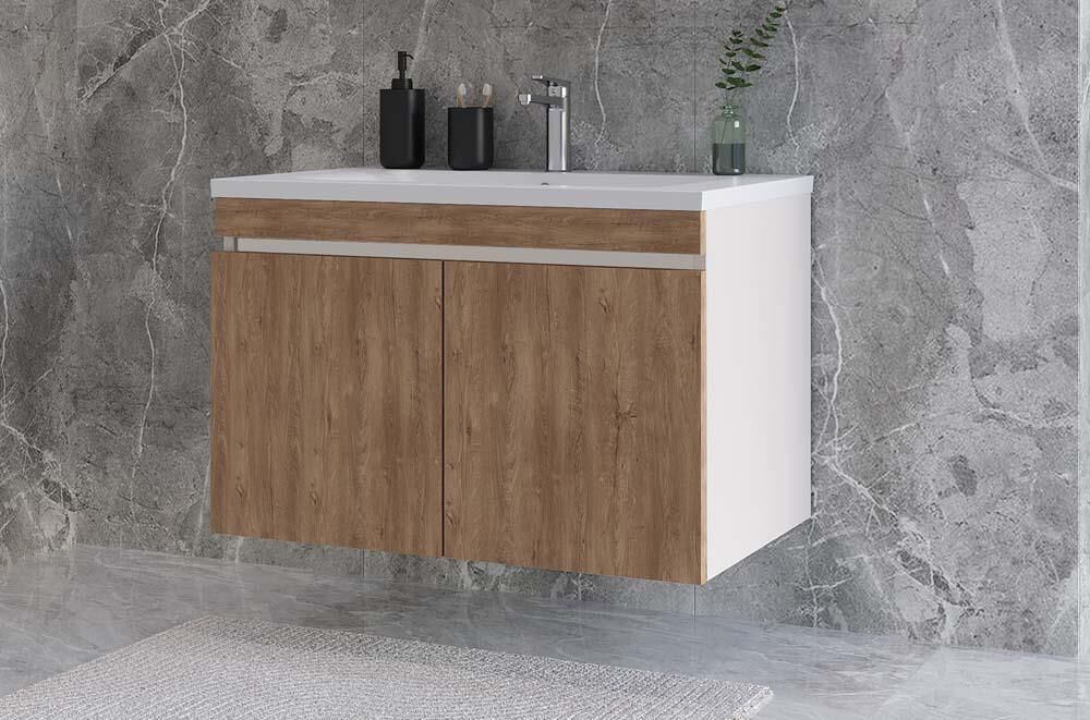 Teta Home Tokyo 65 cm MDF Banyo Lavabolu Alt Dolap Bej-Atlantik Çam